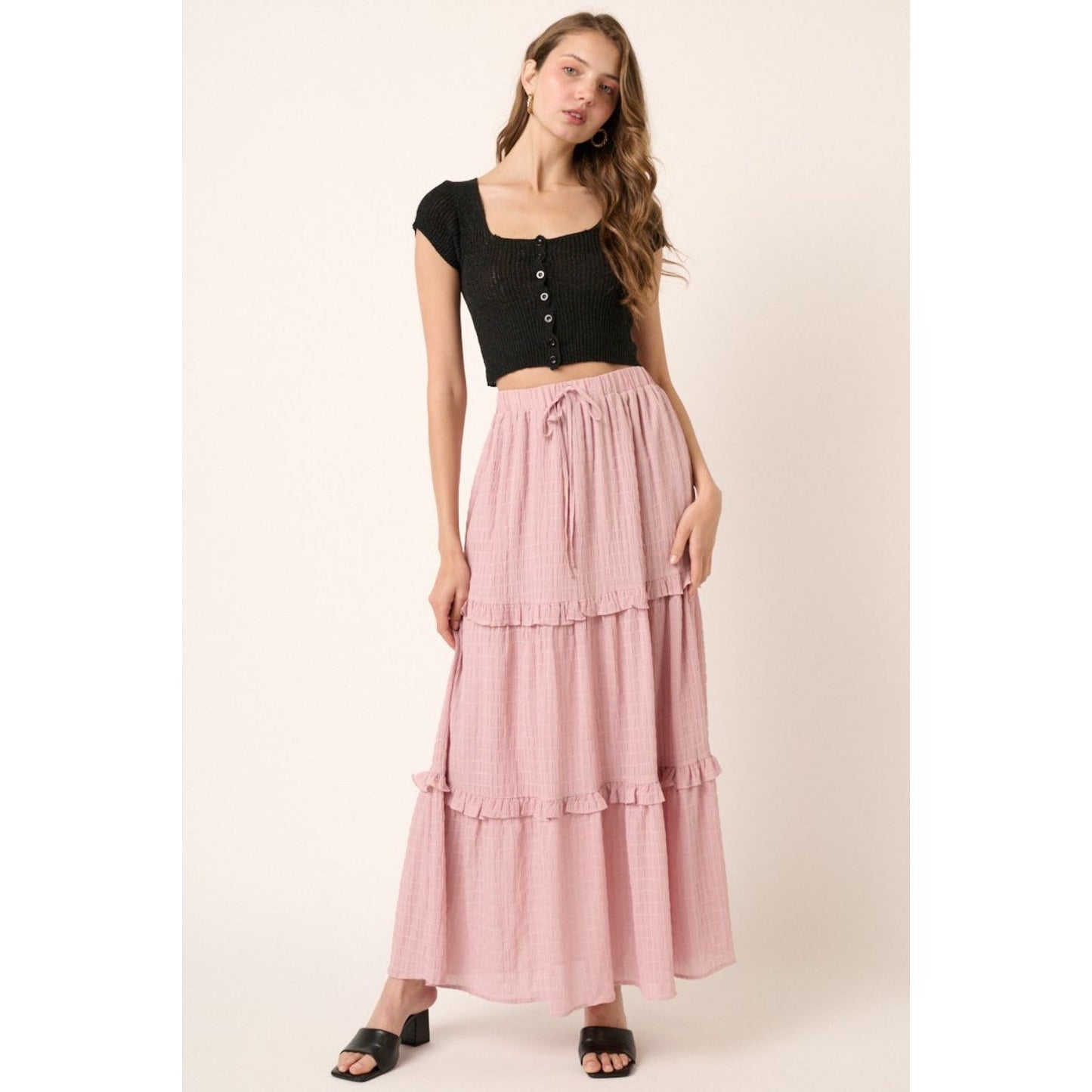 Mittoshop Drawstring High Waist Frill Skirt