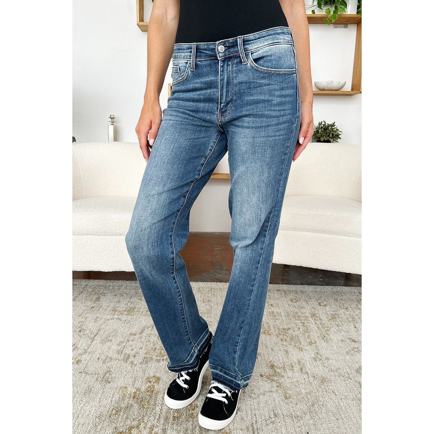 Judy Blue Full Size Mid Rise Release Hem Jeans