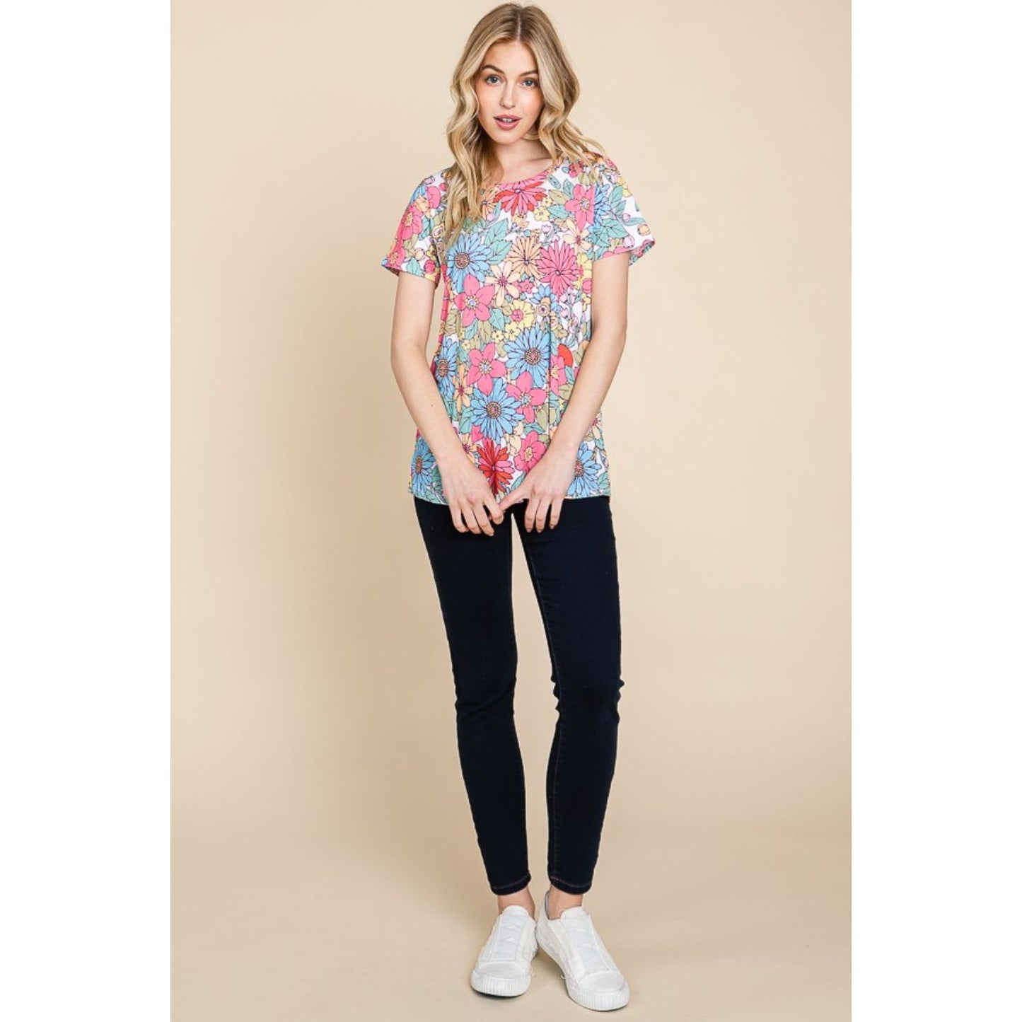 BOMBOM Floral Short Sleeve T-Shirt