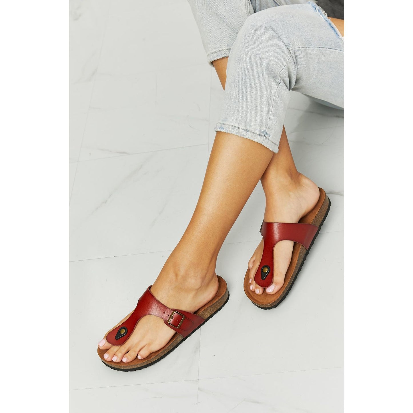 MMShoes Drift Away T-Strap Flip-Flop in Red