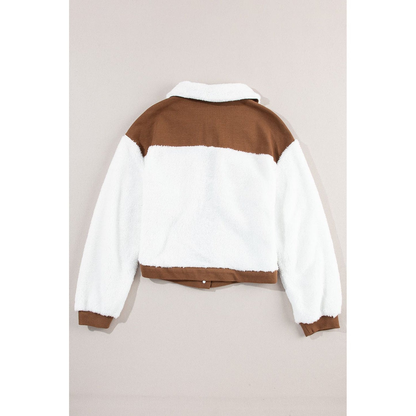 Corduroy Contrast Patchwork Fuzzy Jacket