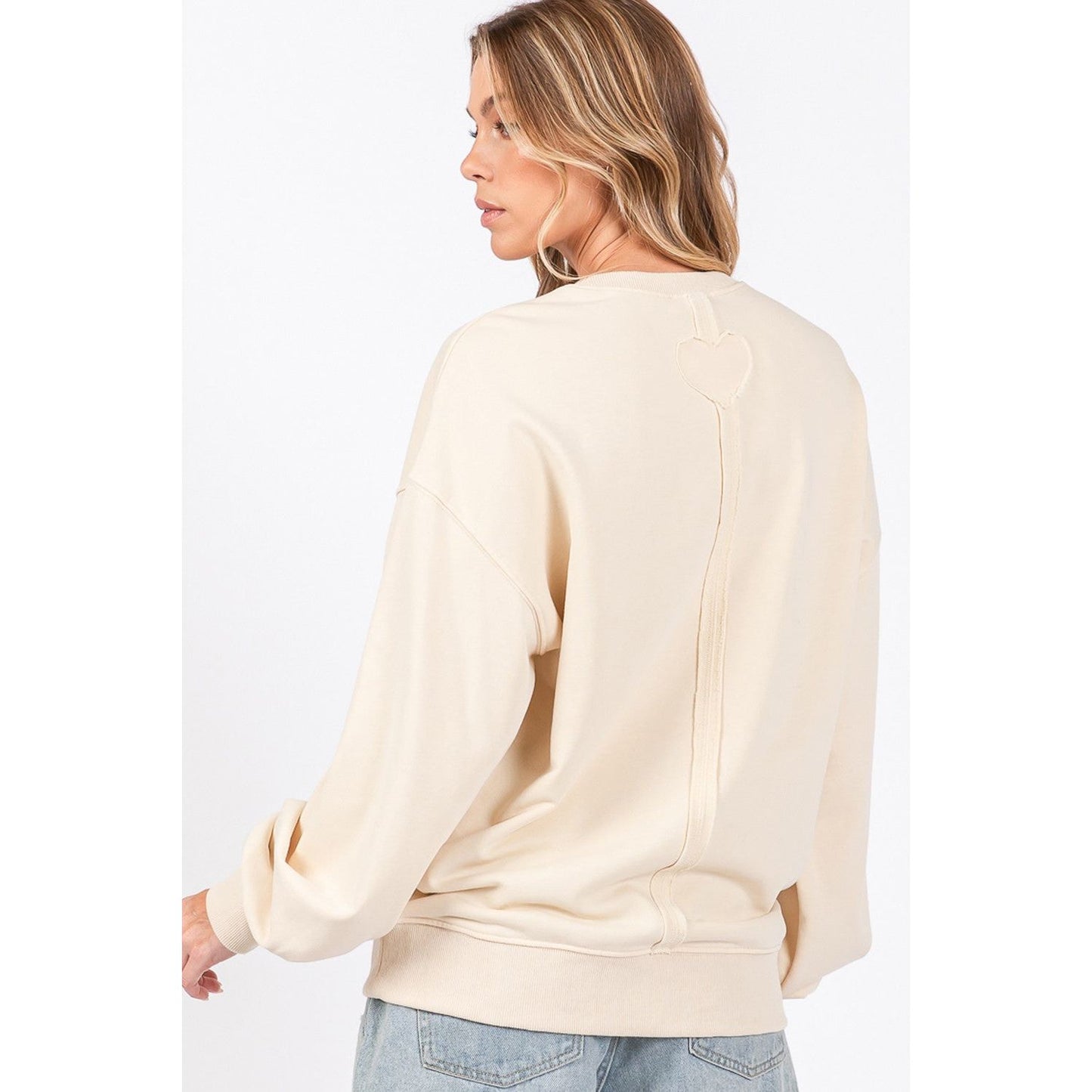 SAGE + FIG LOVE Path Applique Drop Shoulder Sweatshirt