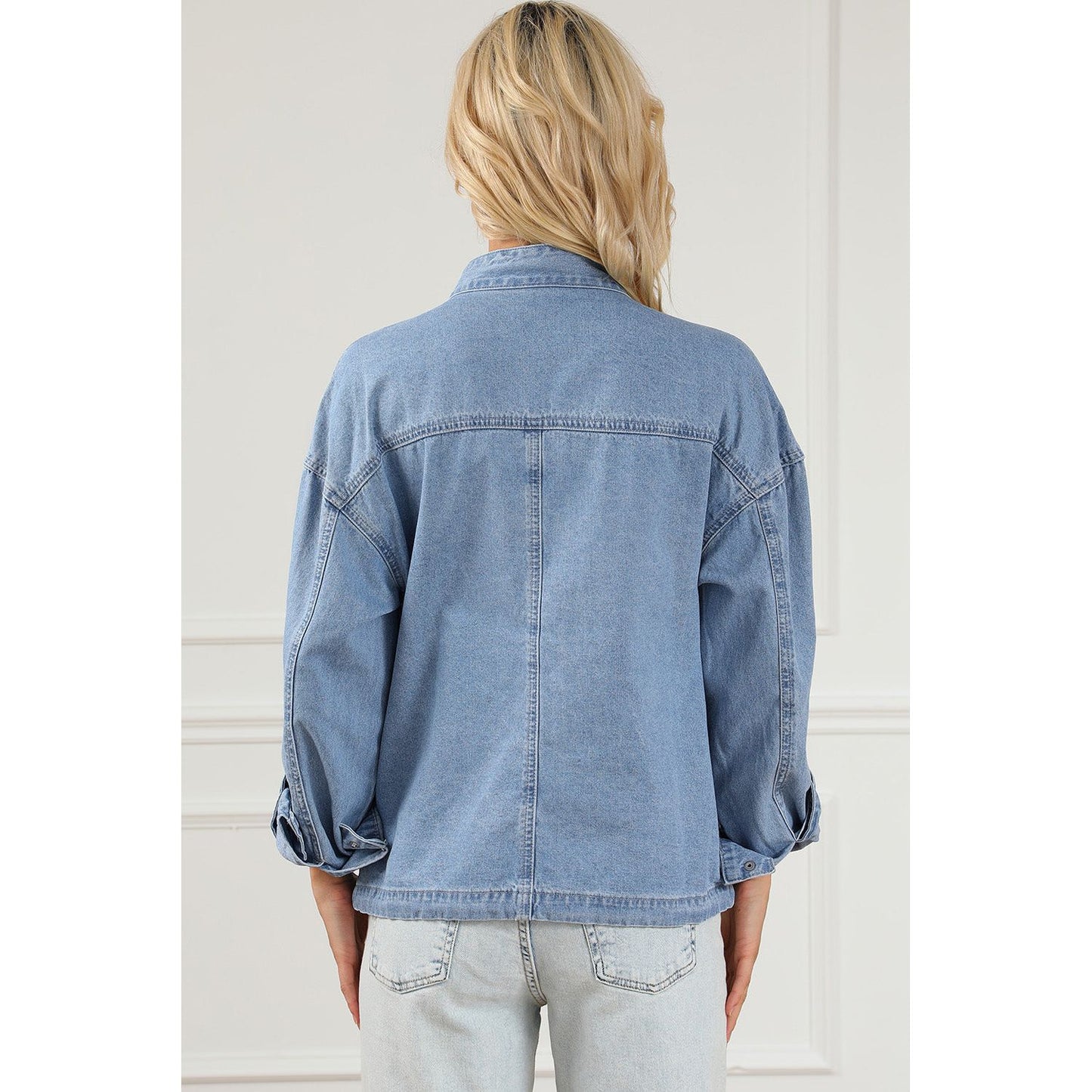 Snap Down Long Sleeve Denim Top