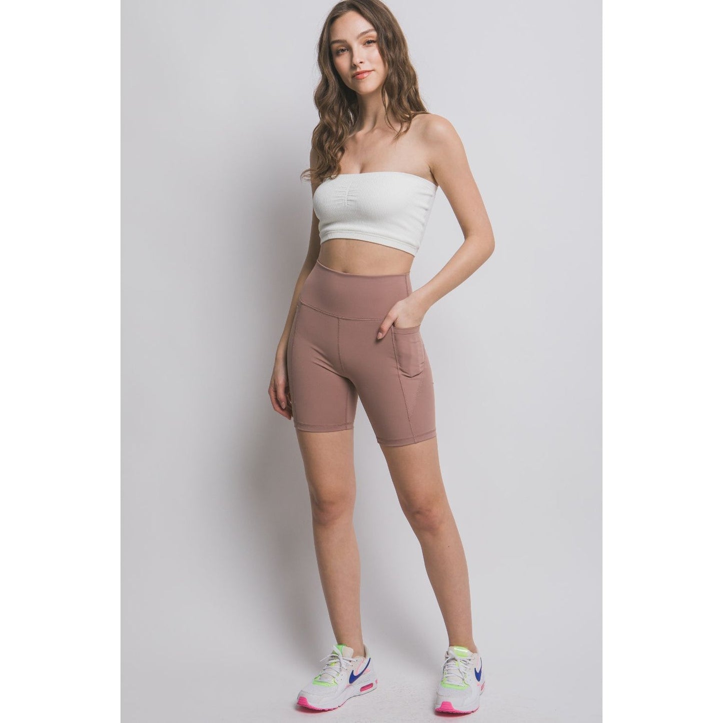 Love Tree High Waist Seam Detail Active Shorts