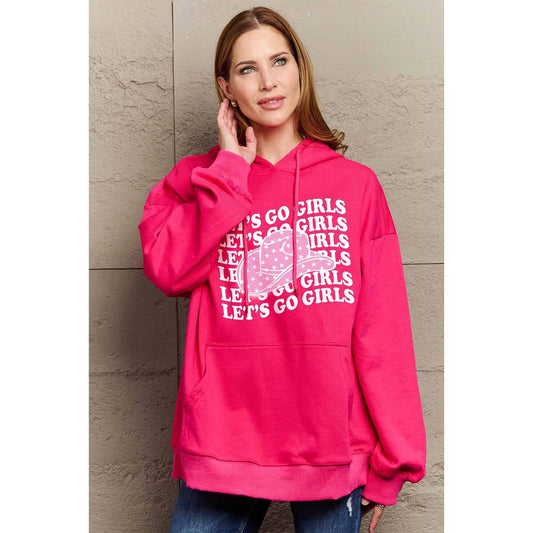 Simply Love Simply Love Full Size LET’S GO GIRLS Graphic Dropped Shoulder Hoodie