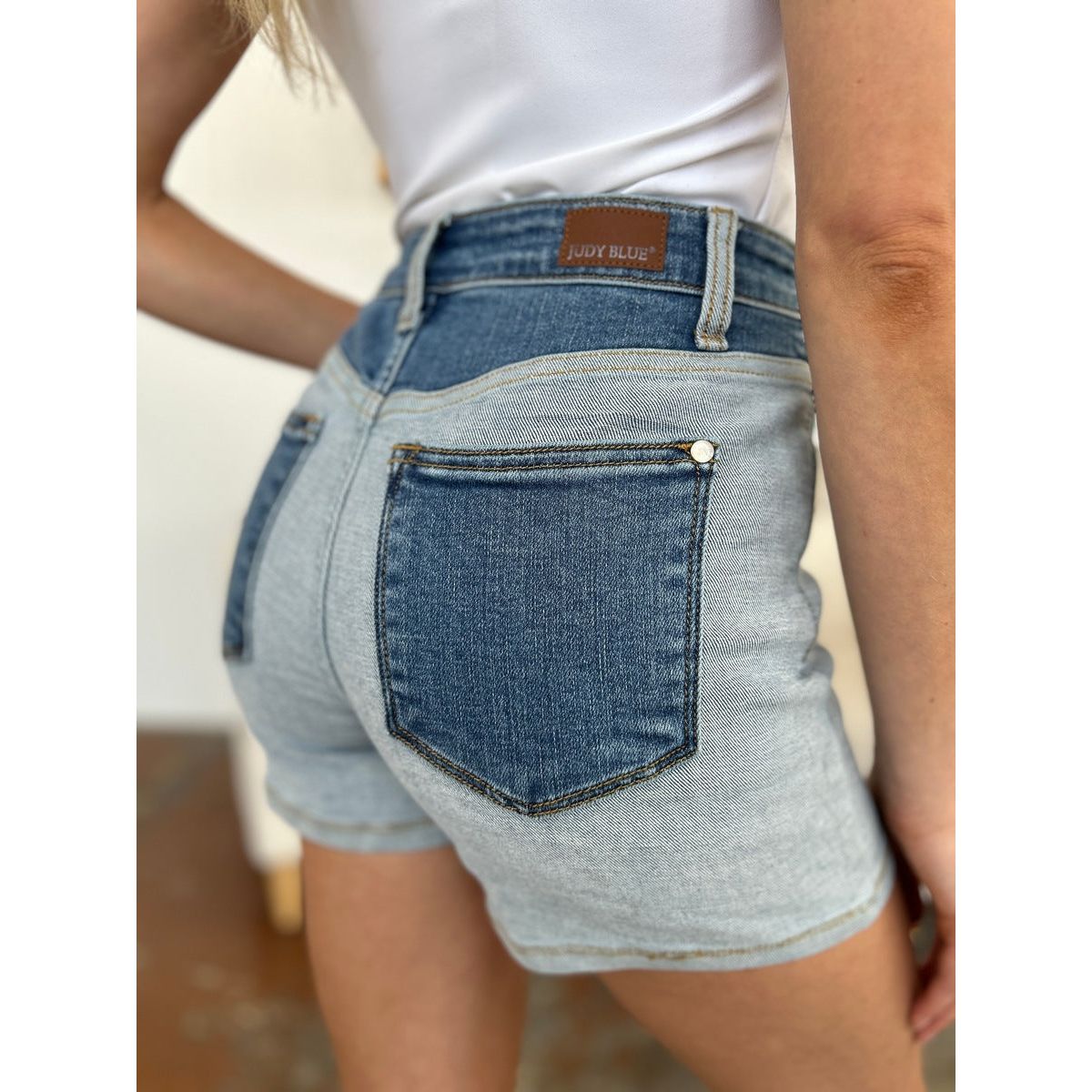 Judy Blue Full Size Color Block Denim Shorts