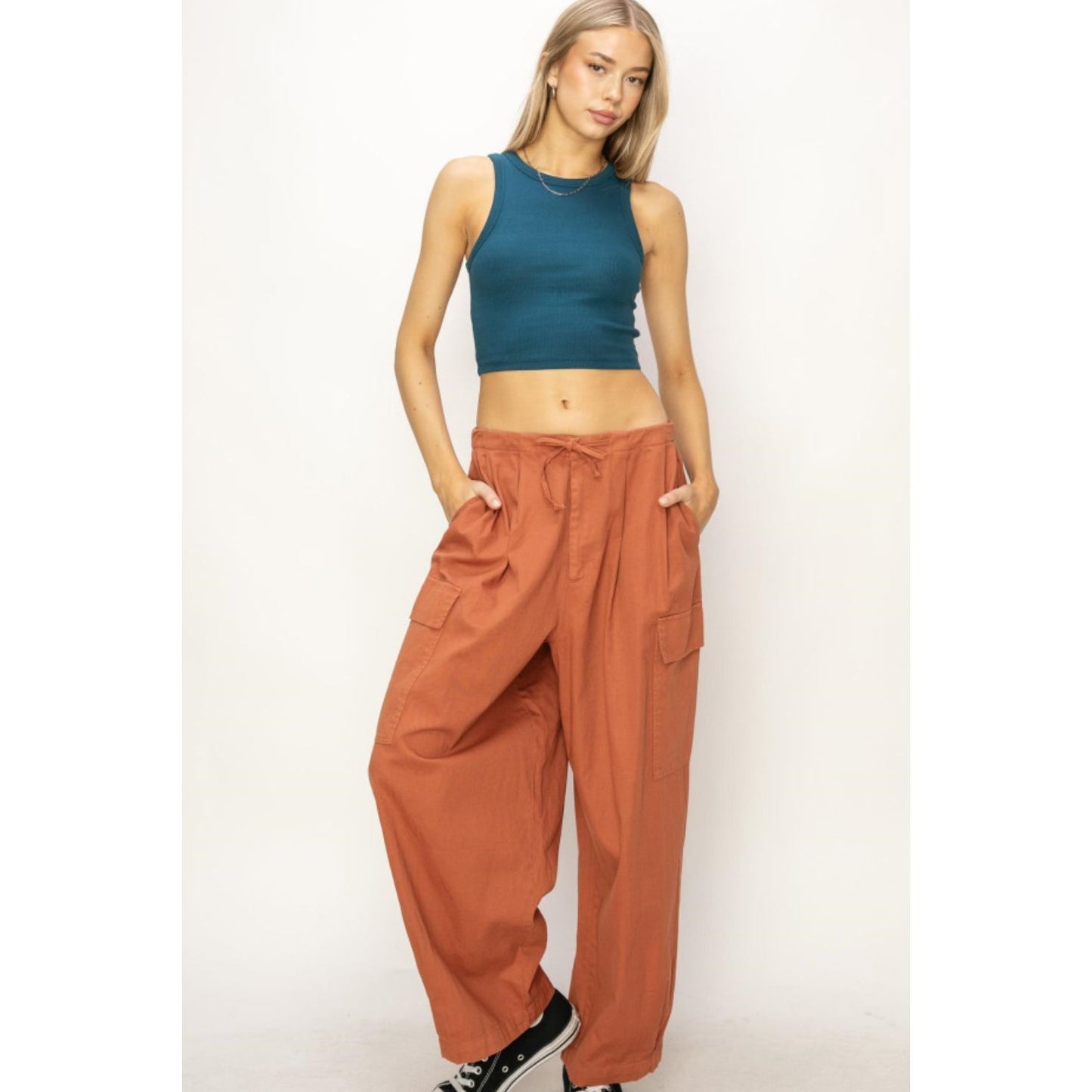 HYFVE Drawstring Cargo Wide Leg Pants