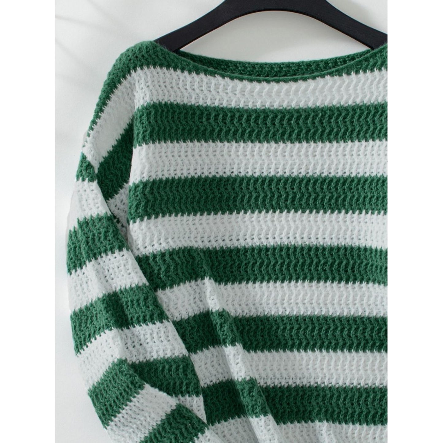 Striped Dropped Shoulder Long Sleeve Sweater