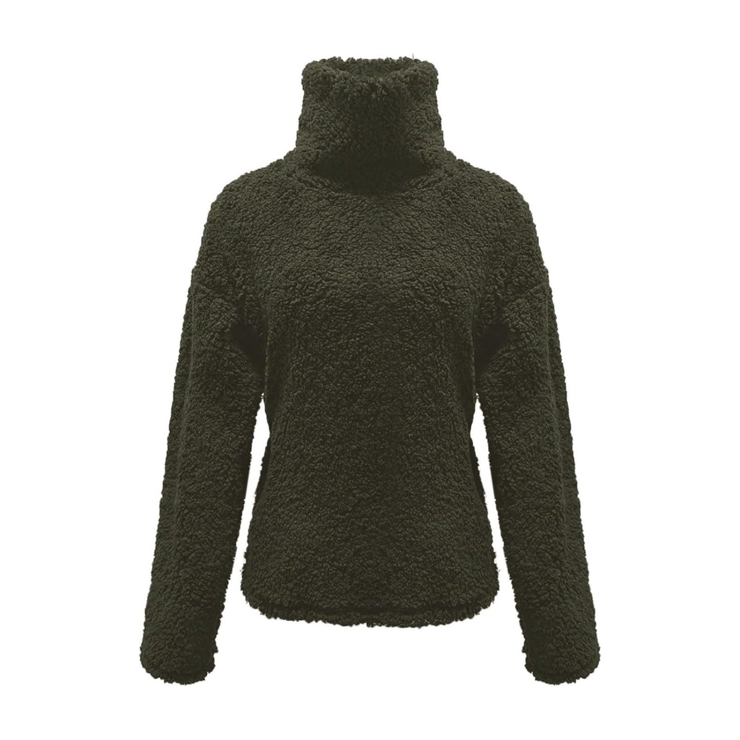 Fuzzy Turtleneck Long Sleeve Sweatshirt