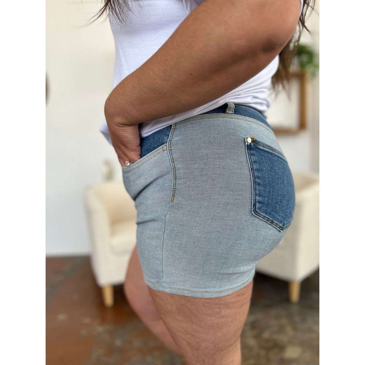 Judy Blue Full Size Color Block Denim Shorts