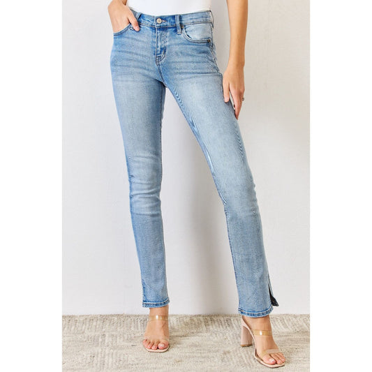 Kancan Full Size Mid Rise Y2K Slit Bootcut Jeans