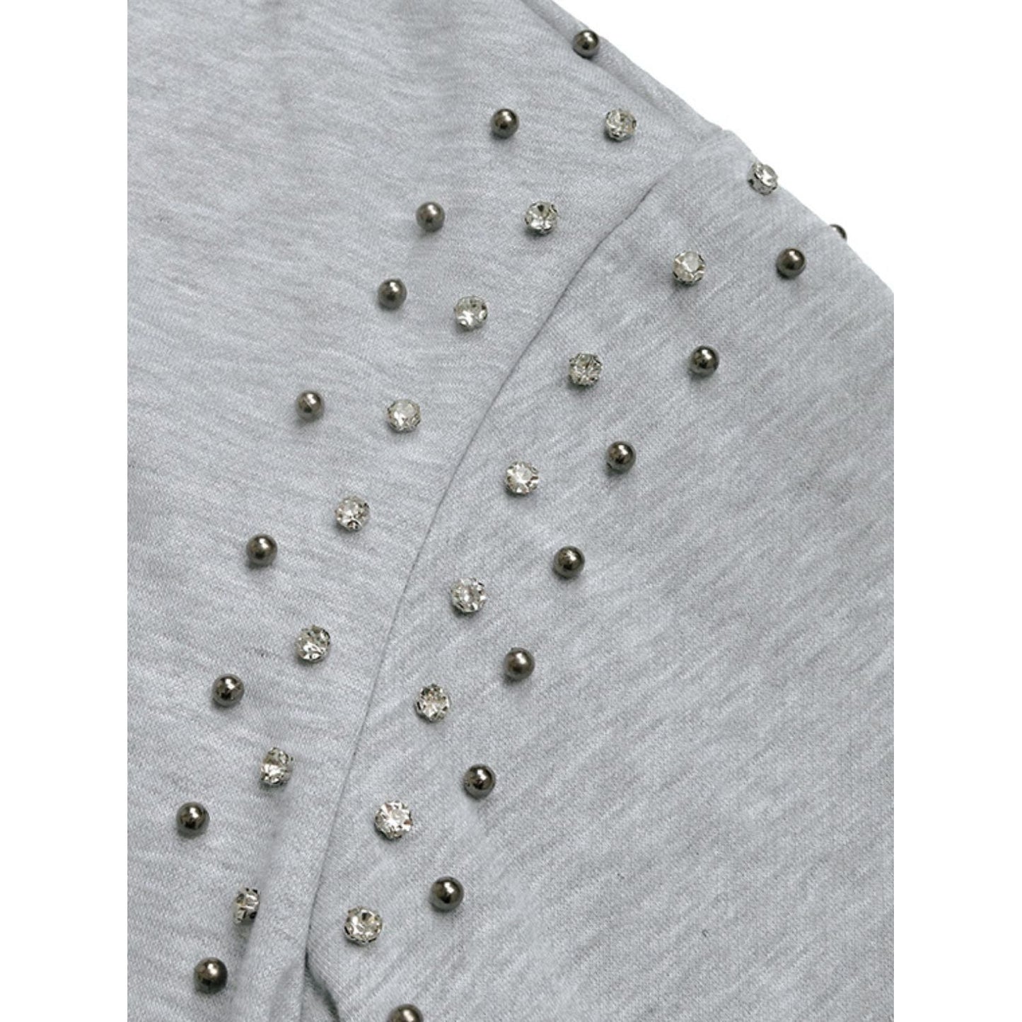 Perfee Rhinestone Zip Up Long Sleeve Hoodie