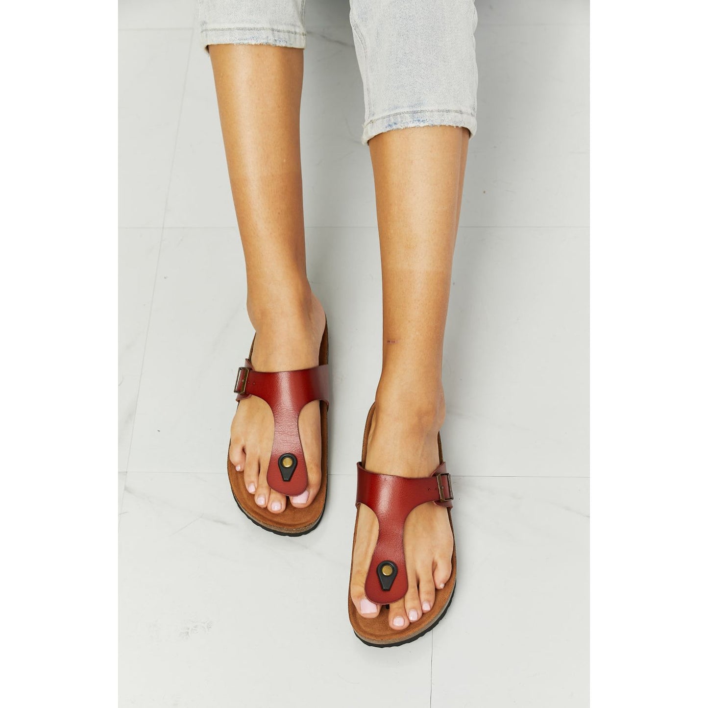 MMShoes Drift Away T-Strap Flip-Flop in Red