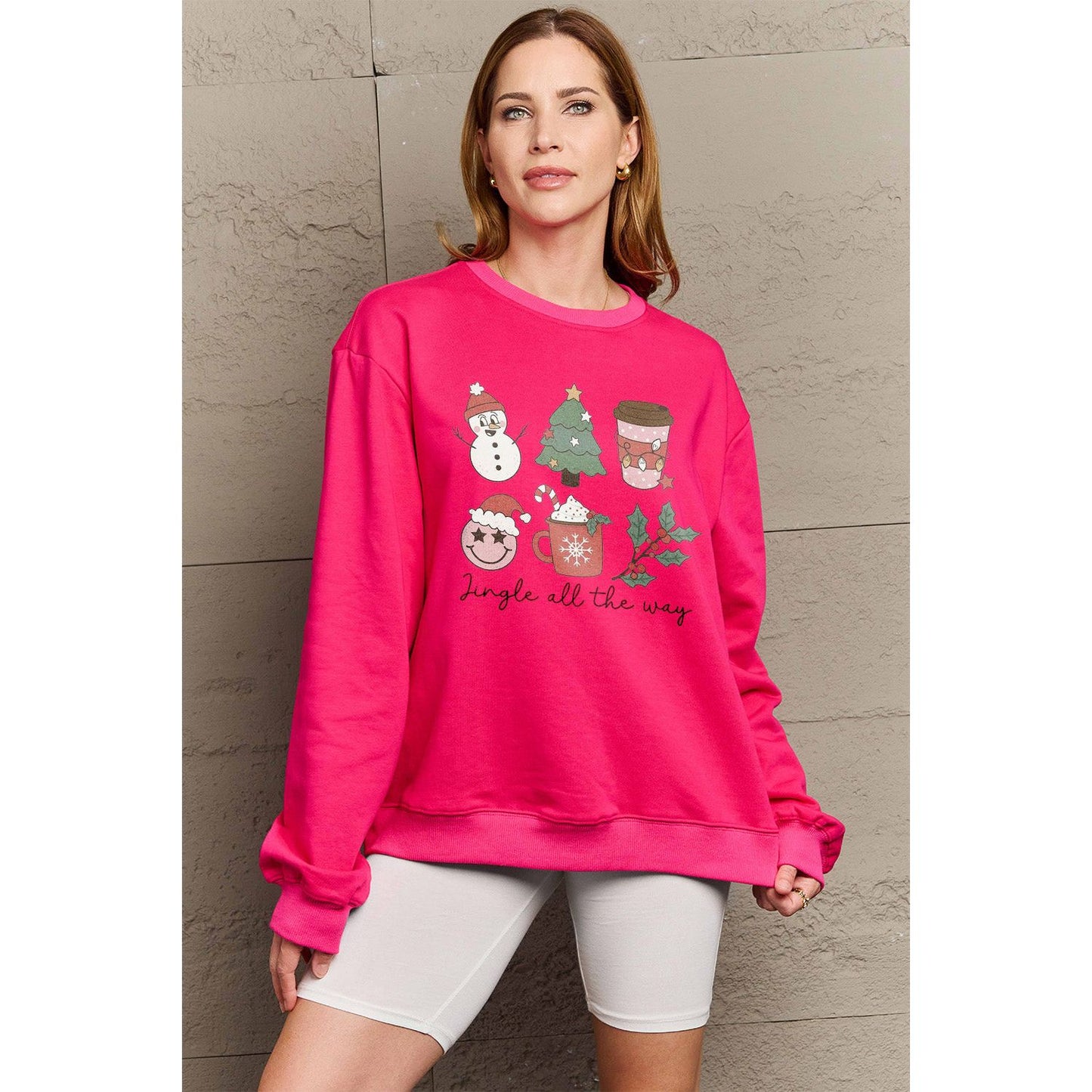 Simply Love Full Size JINGLE ALL THE WAY Long Sleeve Sweatshirt