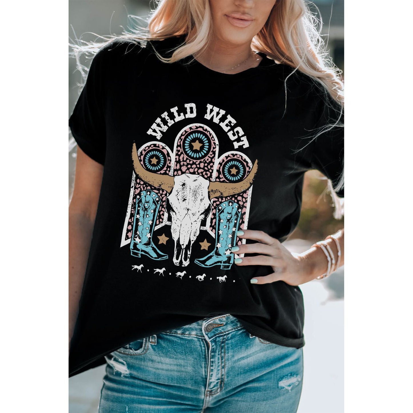 WILD WEST Graphic Short Sleeve Tee Shirt