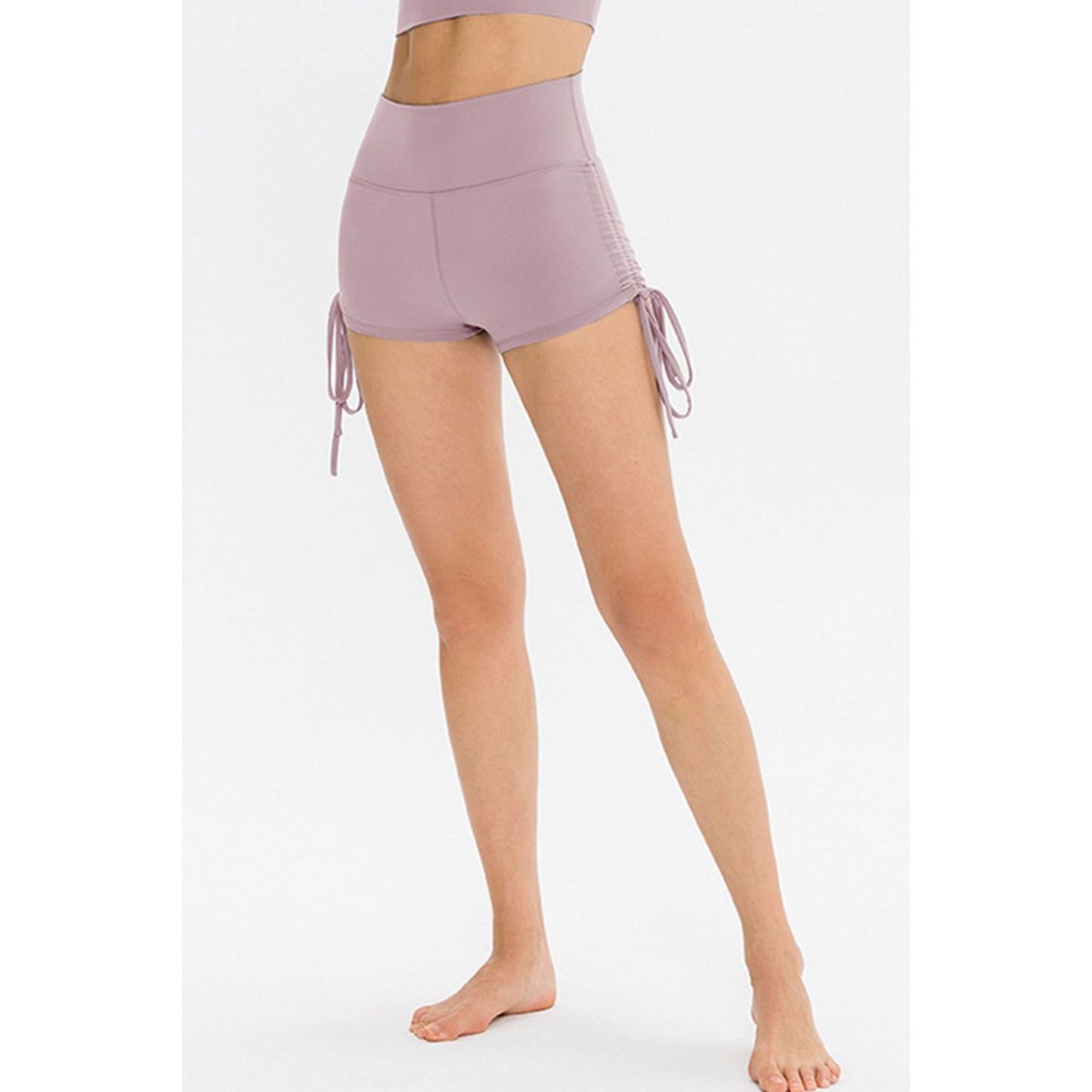 Drawstring Wide Waistband Side Tie Sports Shorts