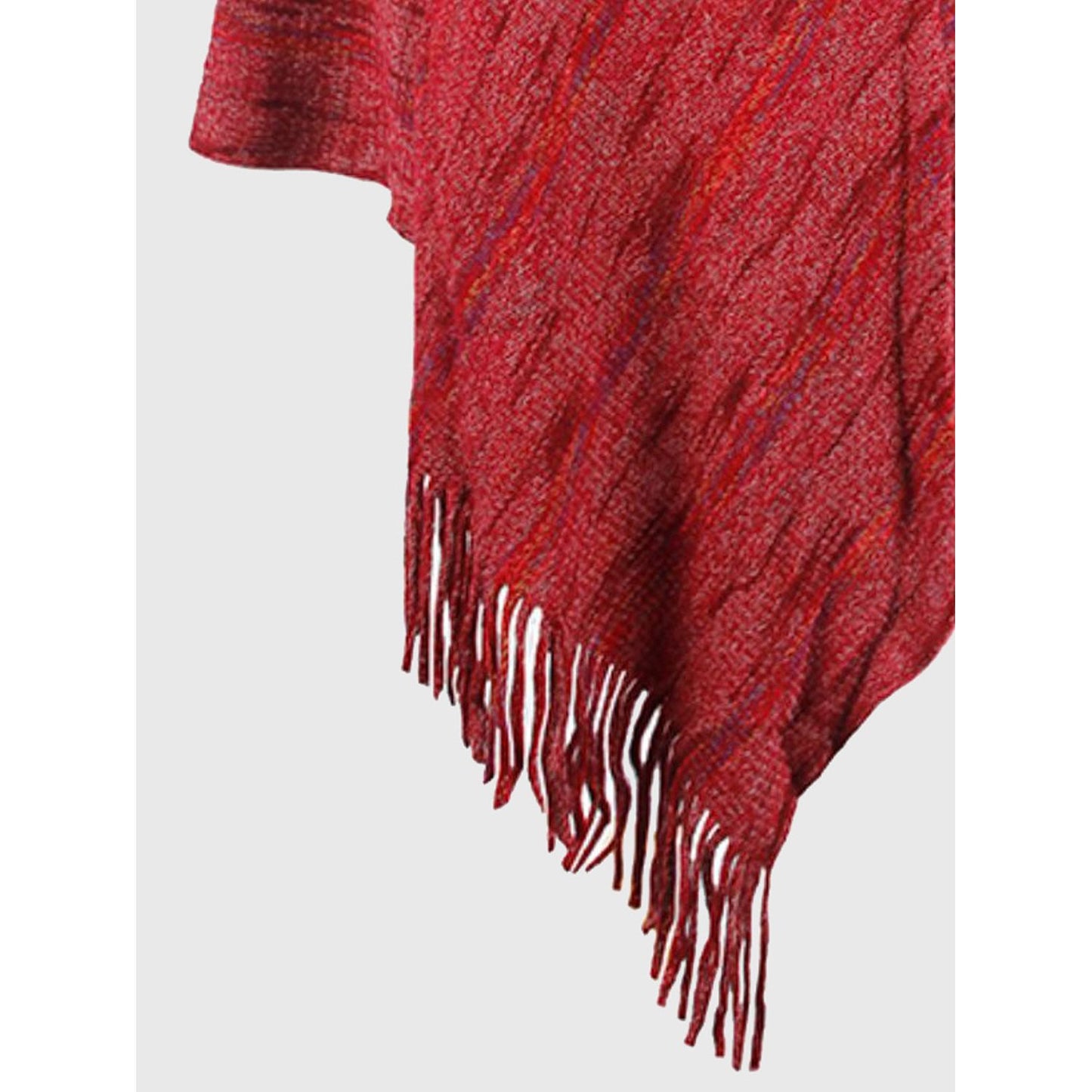 Fringe Hem Hooded Poncho