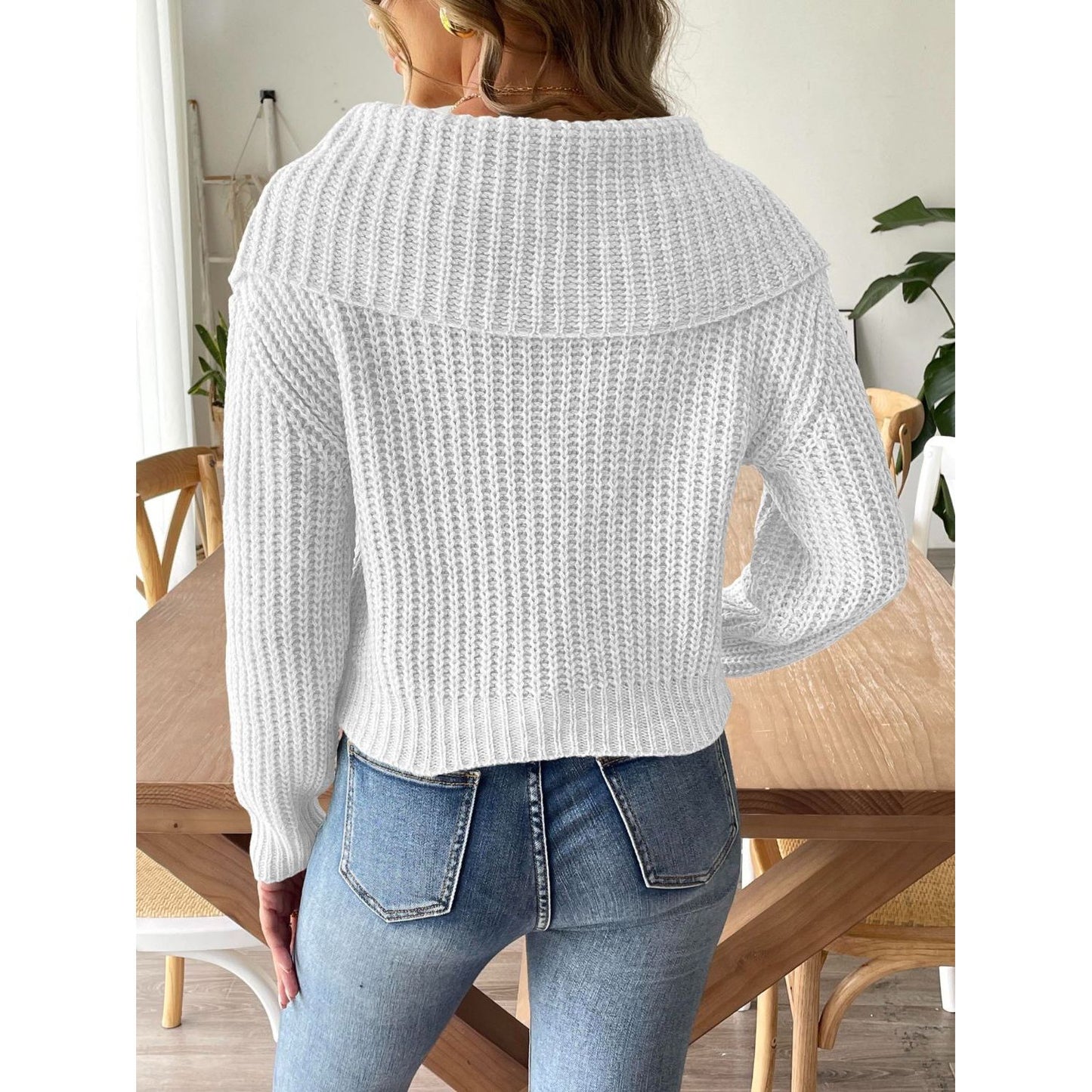 Cable-Knit Long Sleeve Sweater