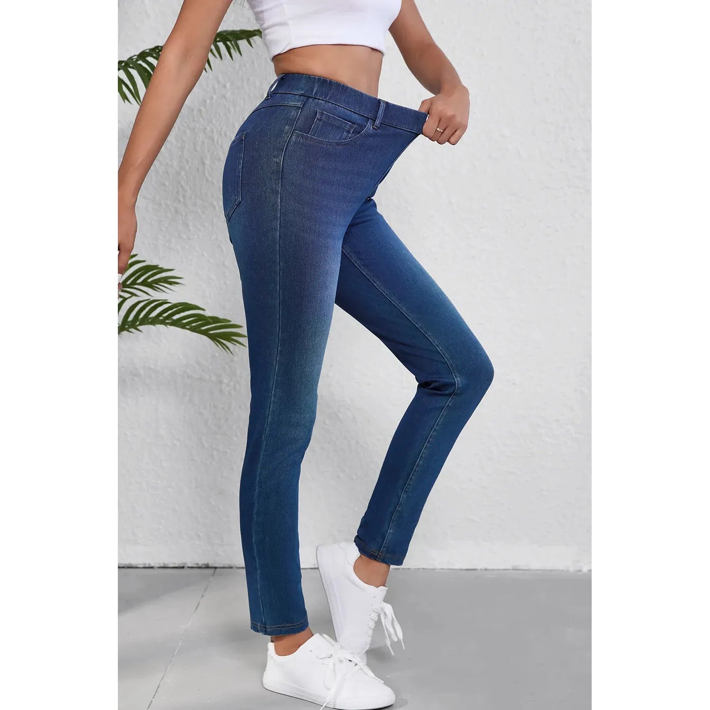 High Waist Skinny Jeans with Pockets