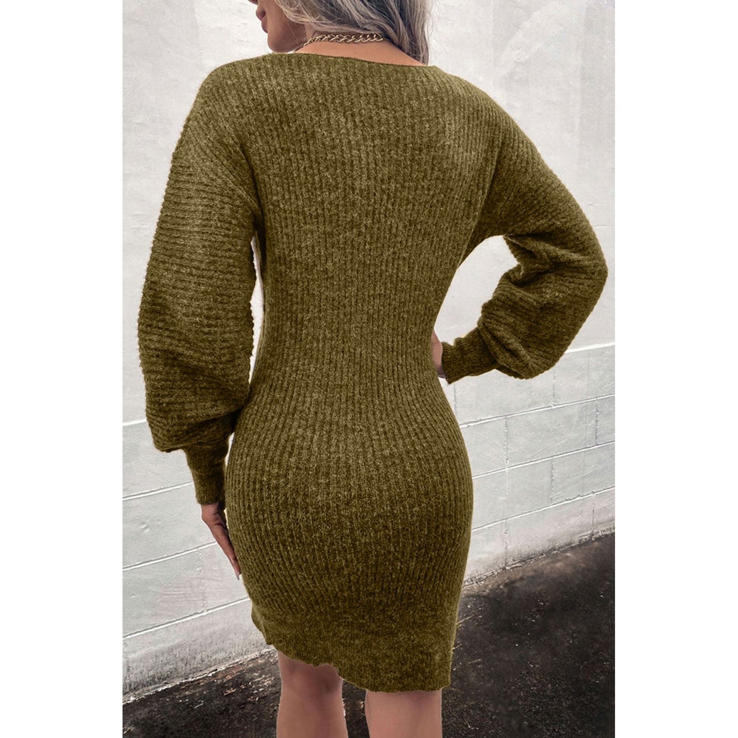 Ribbed Long Sleeve Sweater Dress