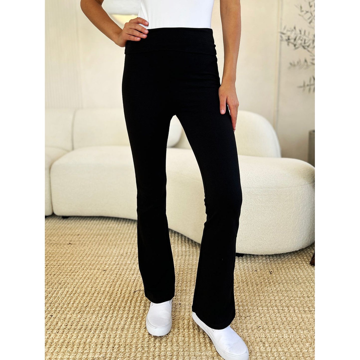 Zenana Full Size High Waist Wide Waistband Bootcut Active Pants