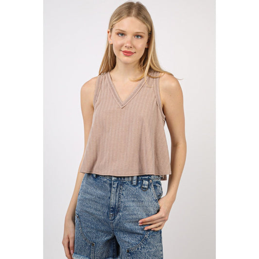 VERY J V-Neck Knit Swing Cropped Tank