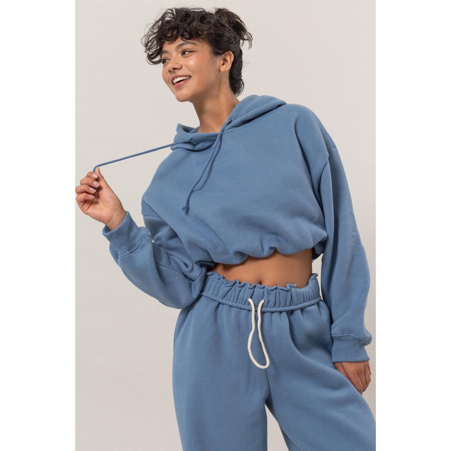 HYFVE Bubble Hem Cropped Hoodie