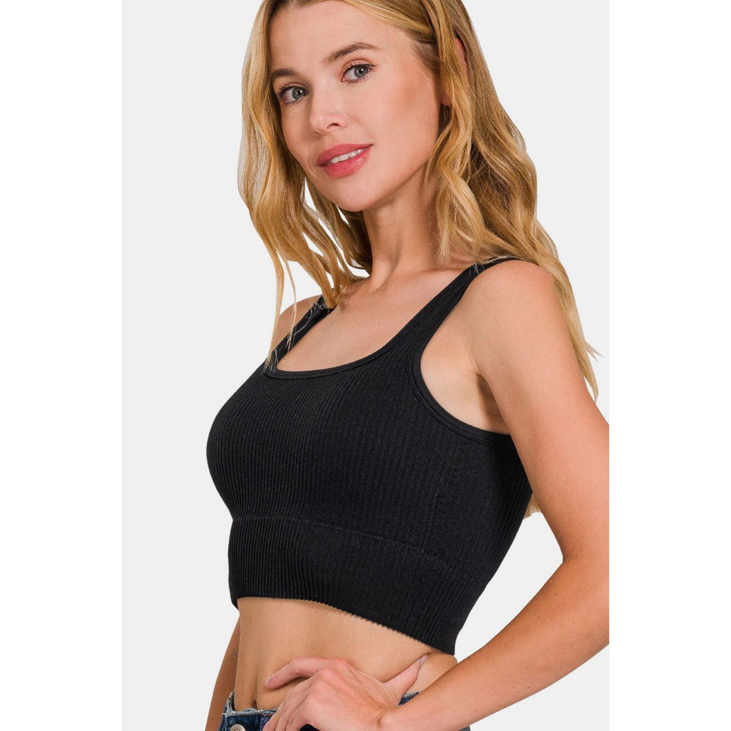 Zenana Ribbed Seamless Tank with Pads