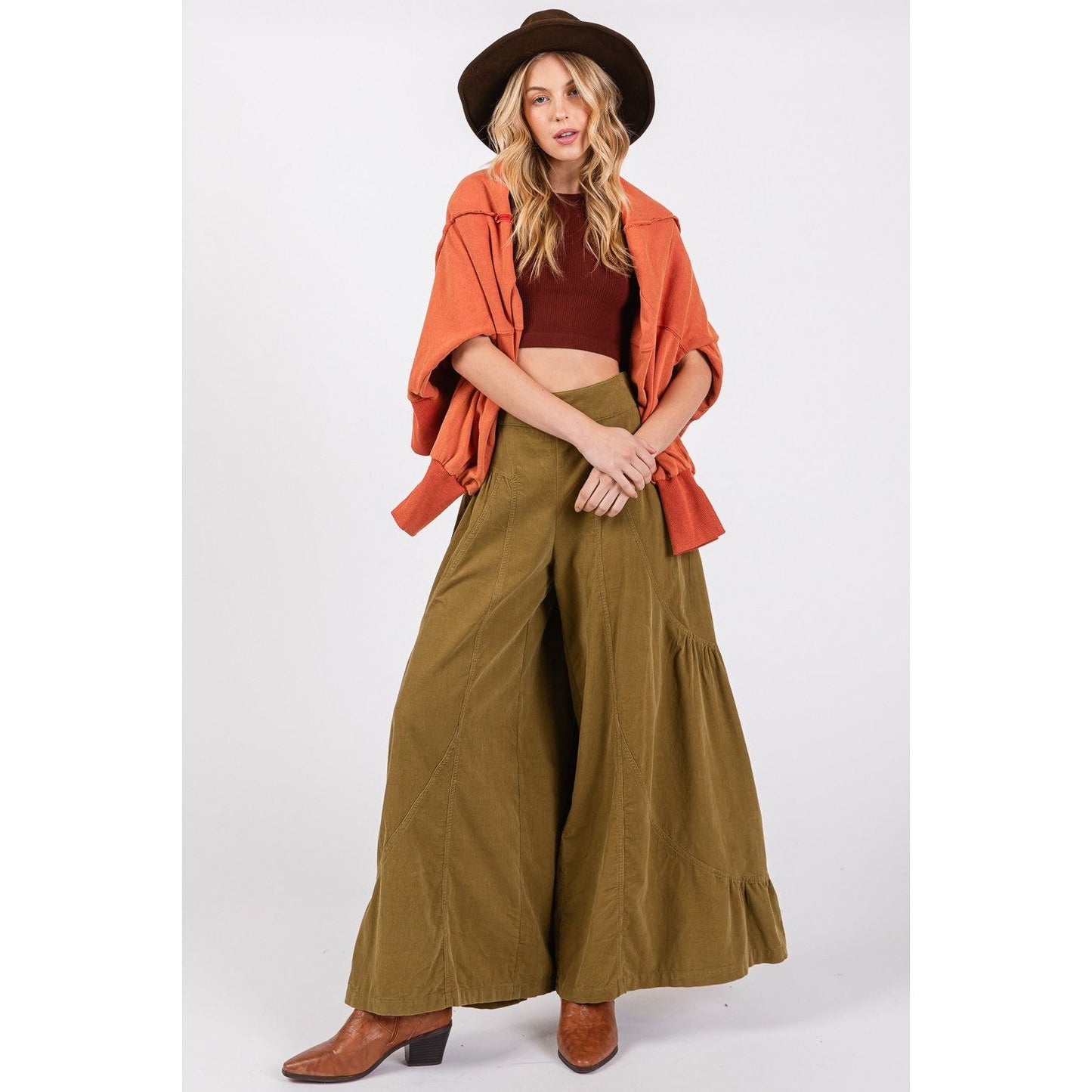 SAGE + FIG High Rise Corduroy Wide Leg Pants