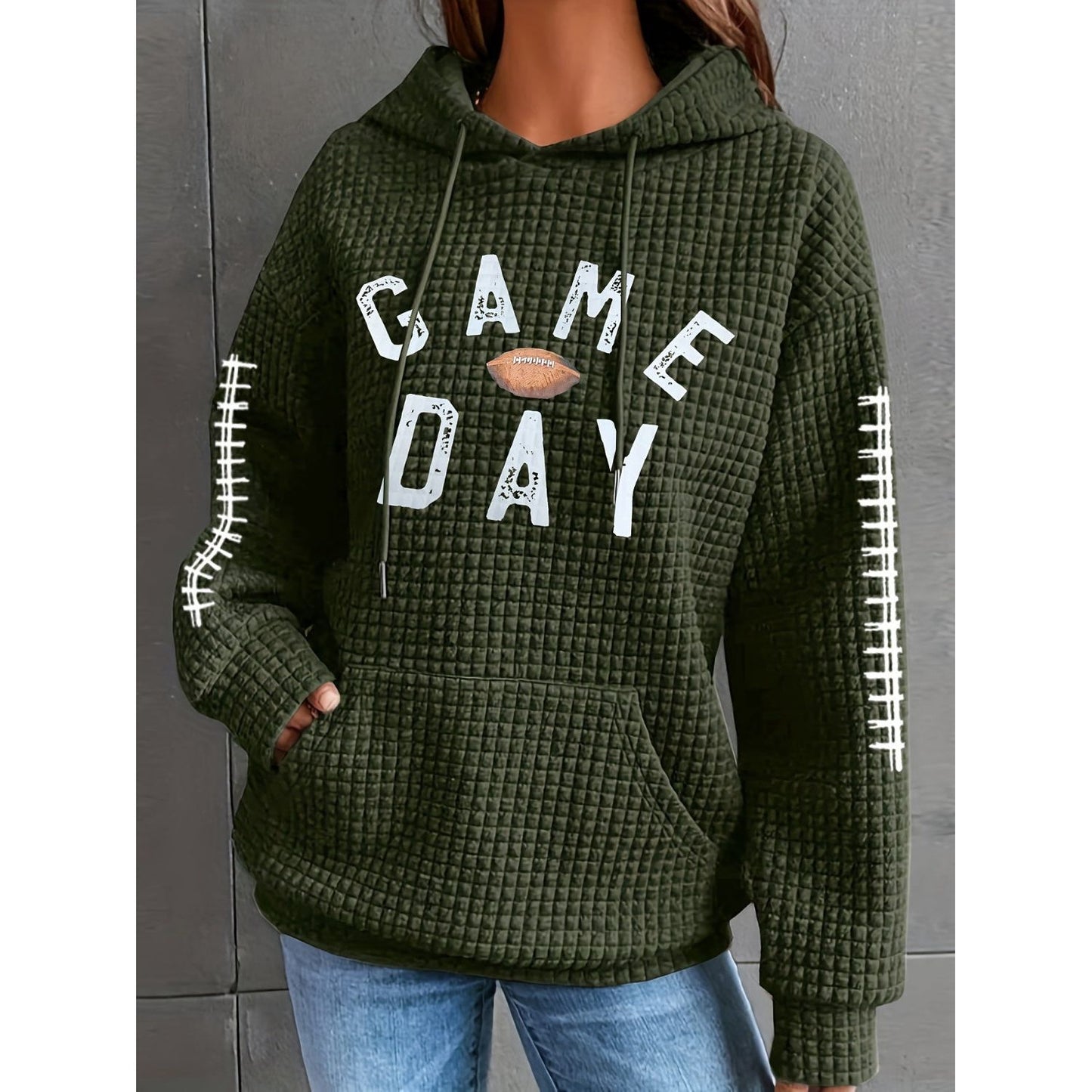 GAME DAY Football Drawstring Long Sleeve Hoodie