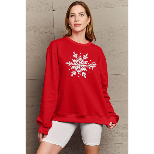 Simply Love Full Size Snowflake Graphic Sweatshirt