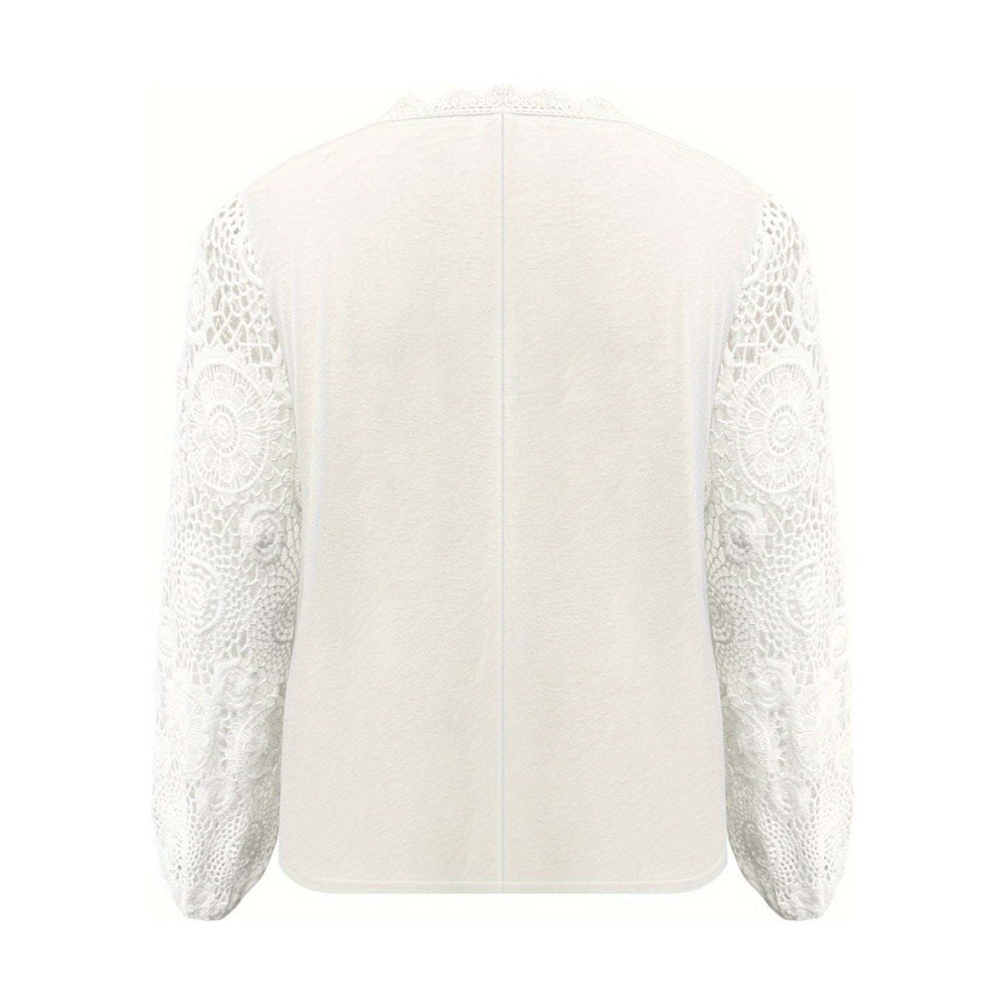 Plus Size Lace Detail V-Neck Long Sleeve T-Shirt