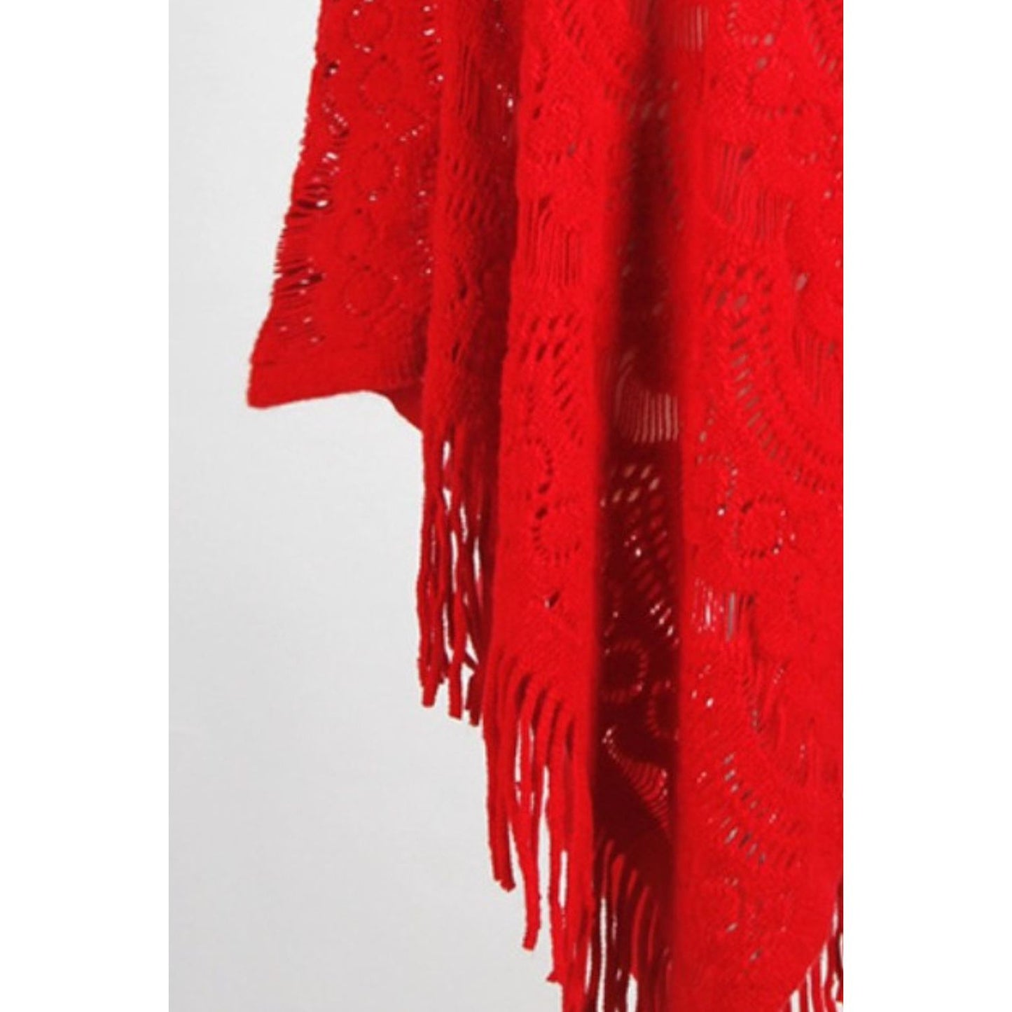 Fringe Openwork Surplice Cape Sleeve Poncho