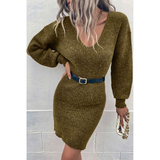 Ribbed Long Sleeve Sweater Dress