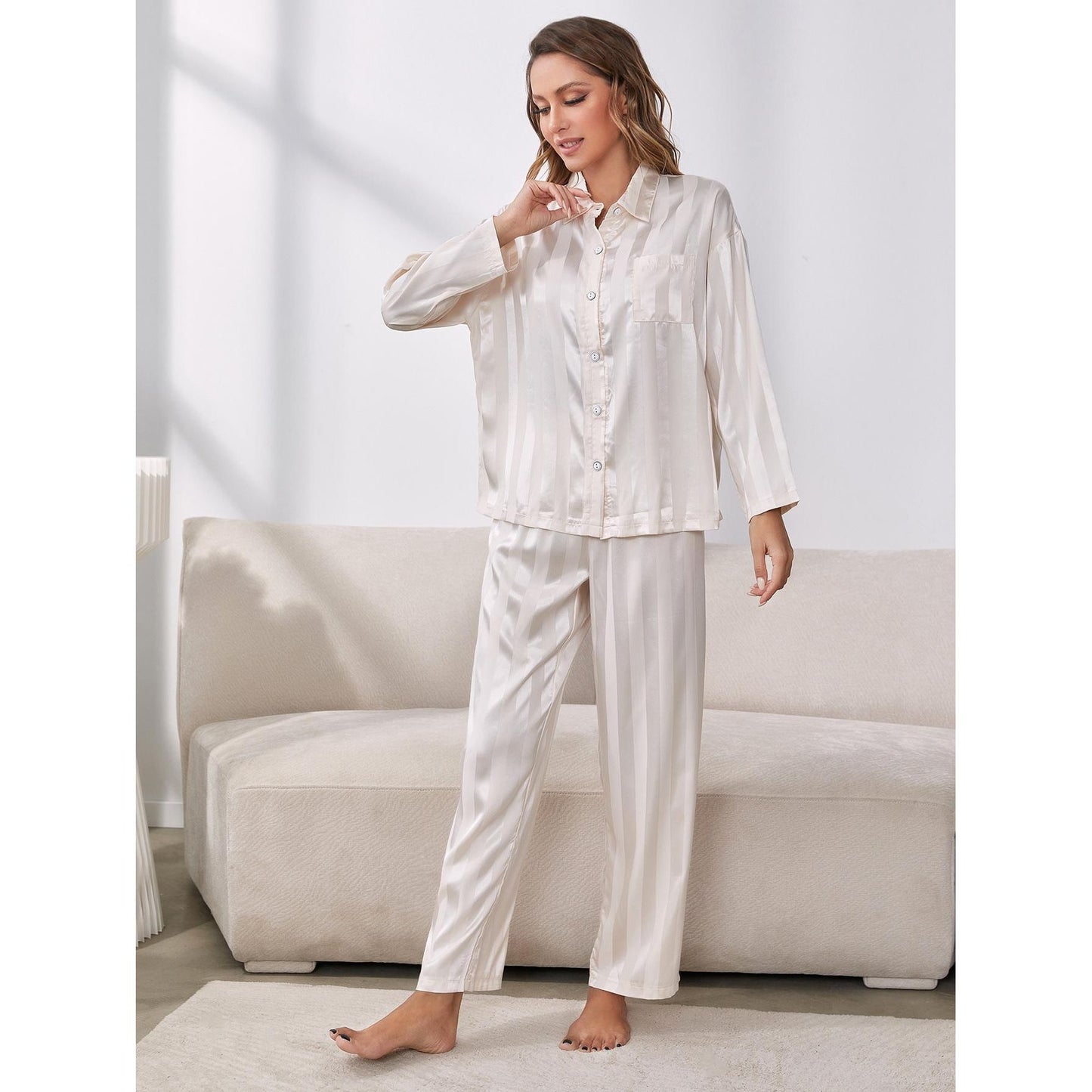 Button-Up Shirt and Pants Pajama Set