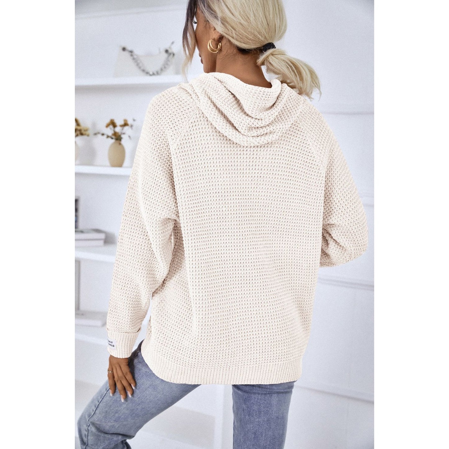 Drawstring Long Sleeve Hooded Sweater