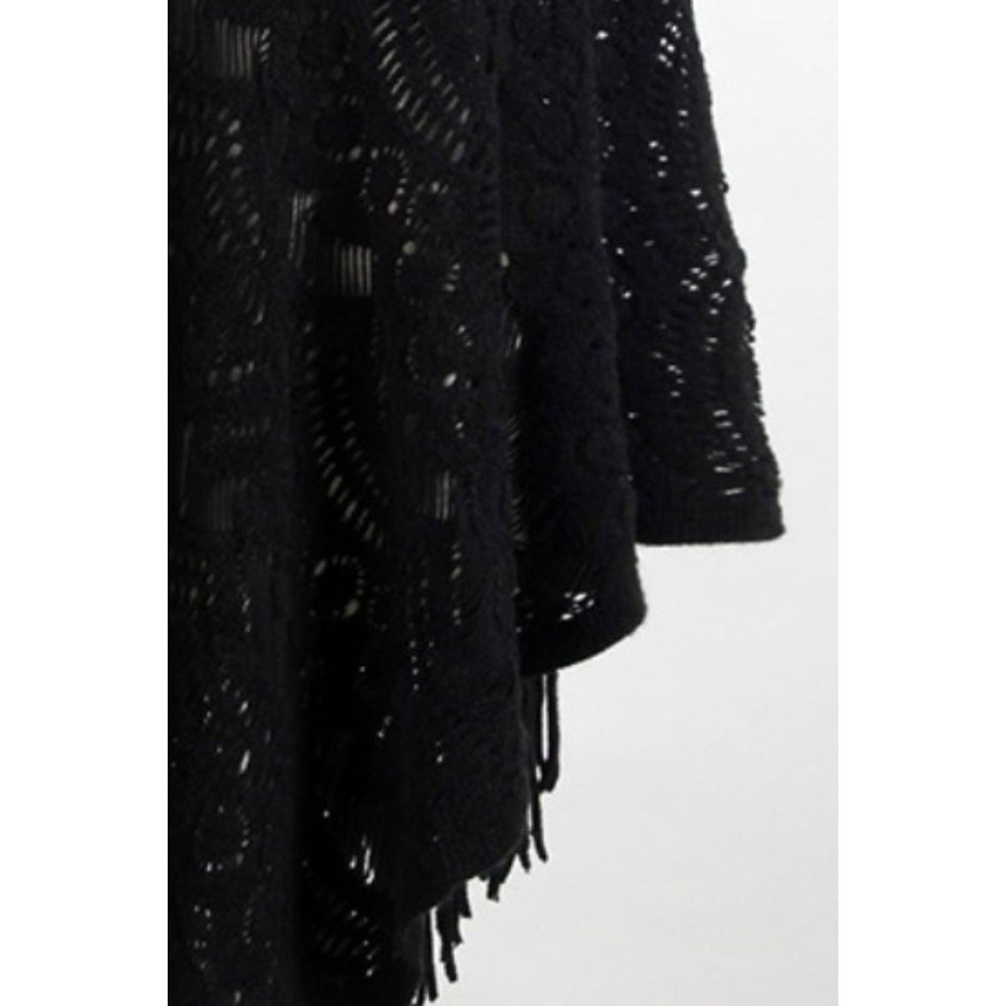 Fringe Openwork Surplice Cape Sleeve Poncho