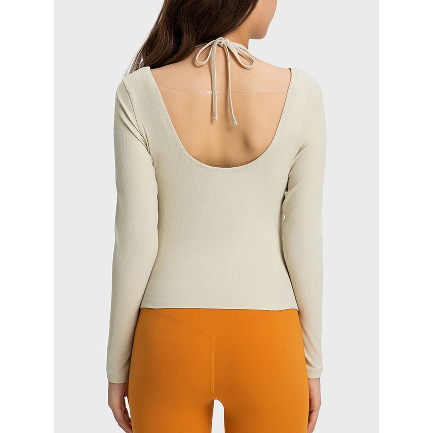 Halter Neck Long Sleeve Sporty Top