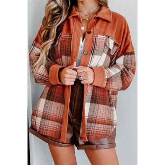 Plaid Button Up Long Sleeve Jacket