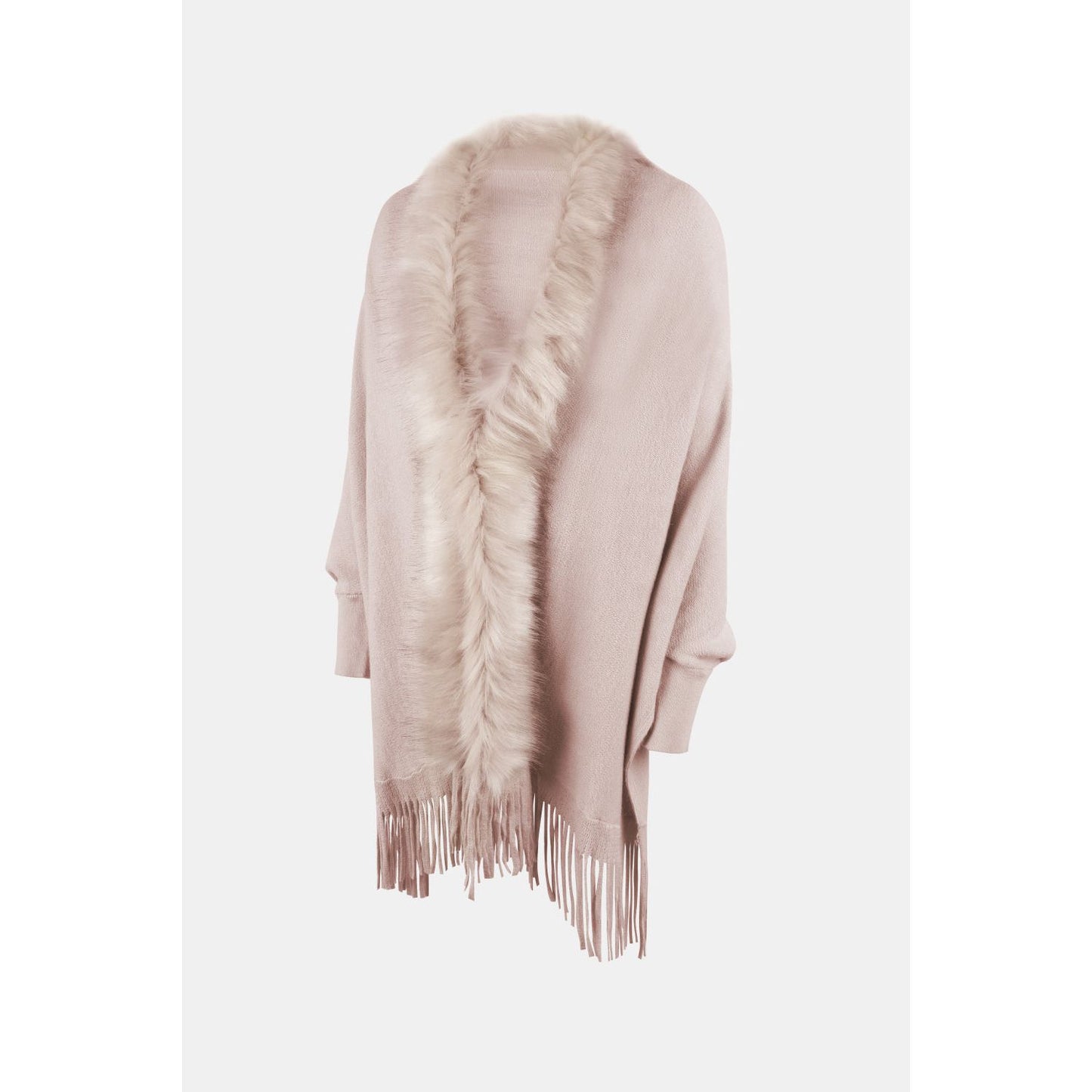 Fringe Open Front Long Sleeve Poncho