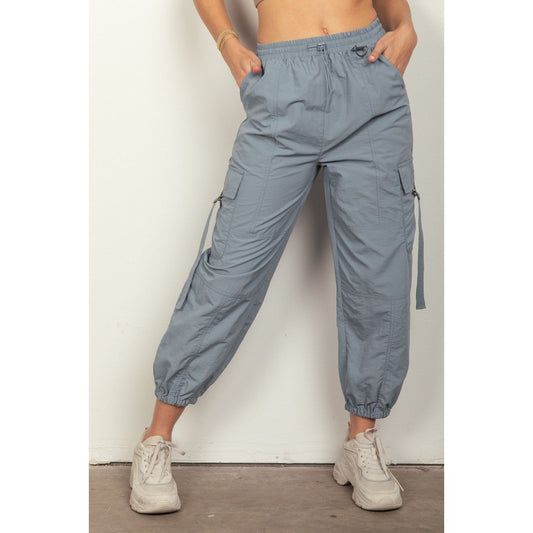 VERY J Elastic Waist Woven Cargo Pants