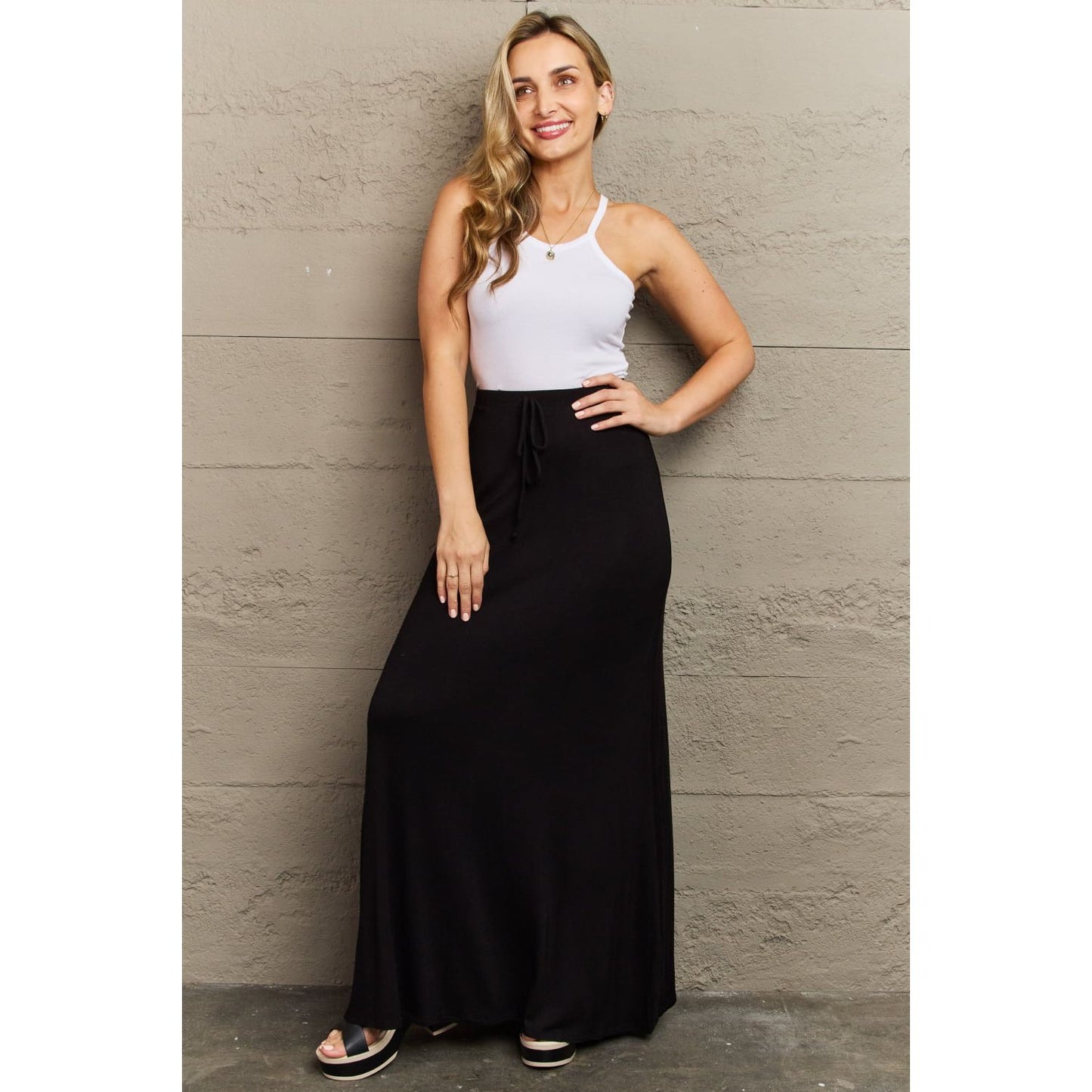 Culture Code For The Day Full Size Flare Maxi Skirt in Black