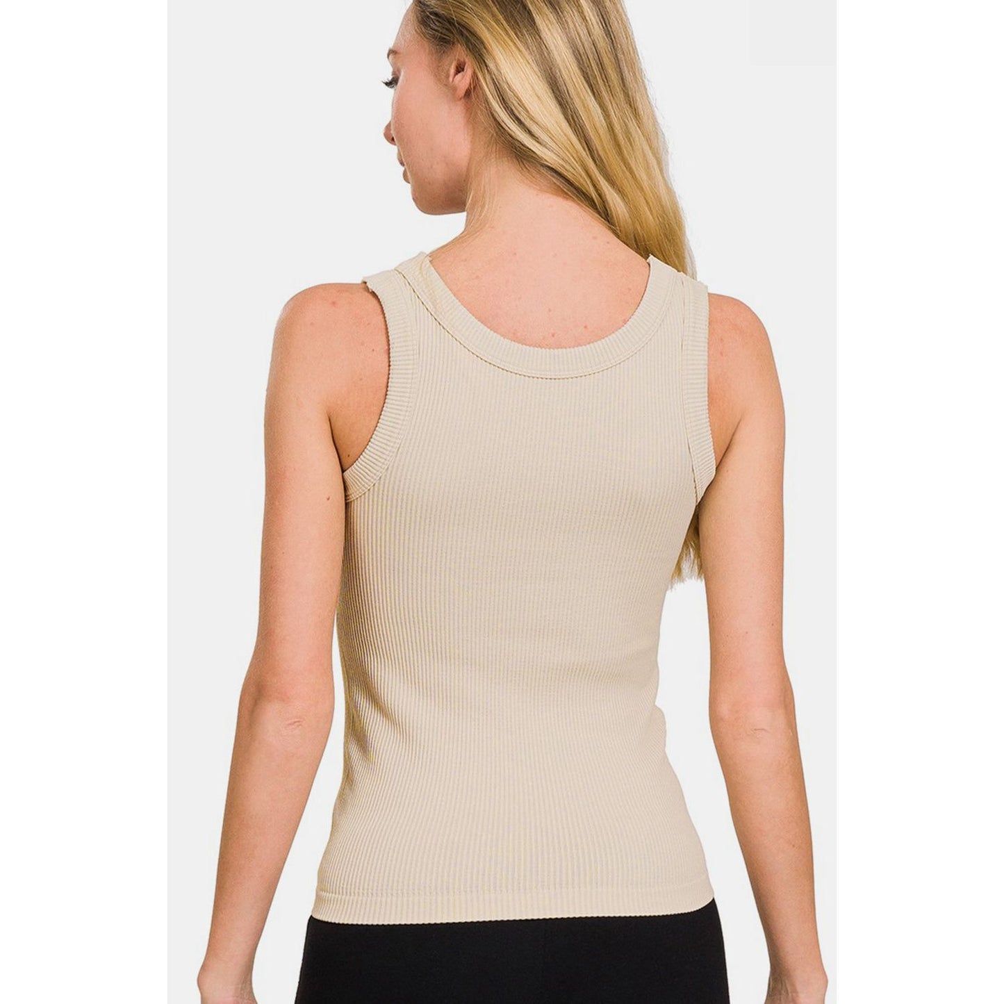 Zenana 2 Way Neckline Washed Ribbed Tank