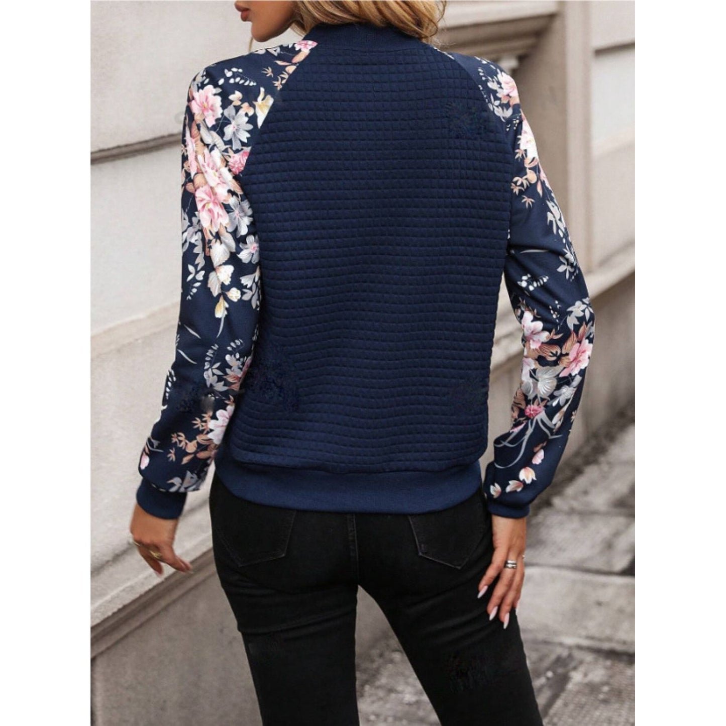 Printed Zip Up Long Sleeve Jacket