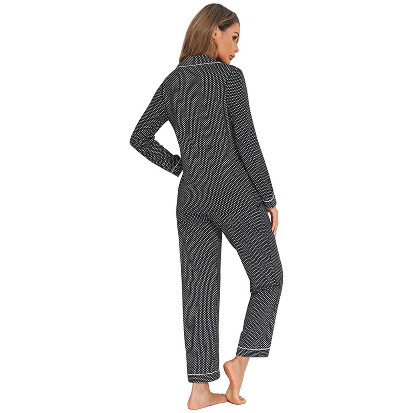 Collared Neck Loungewear Set with Pocket