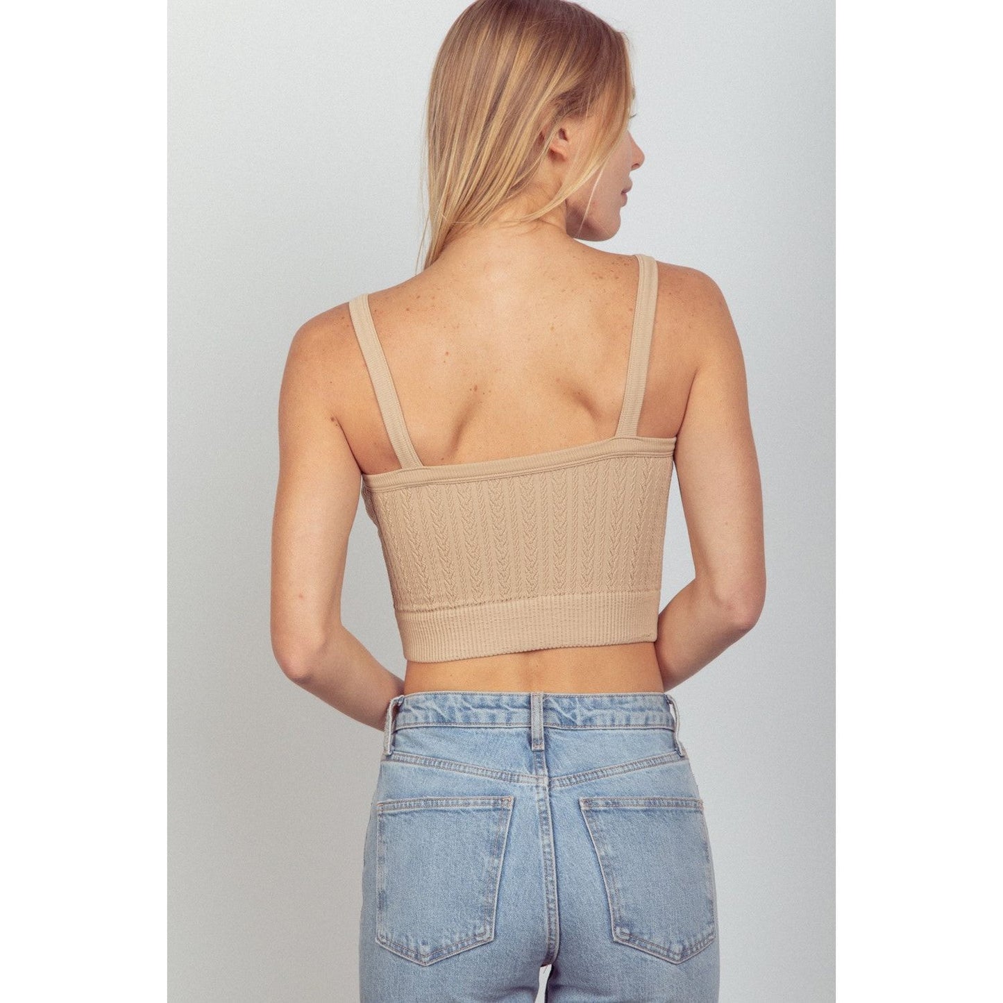 VERY J Cable Knit Seamless Cropped Cami