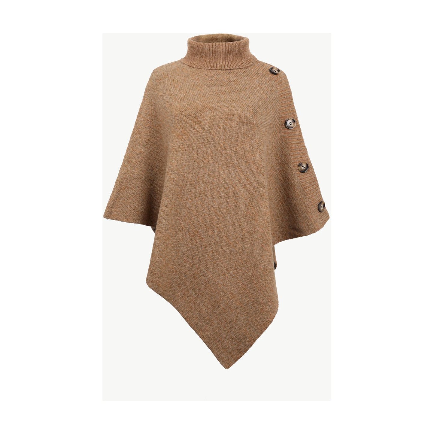 Turtleneck Buttoned Poncho