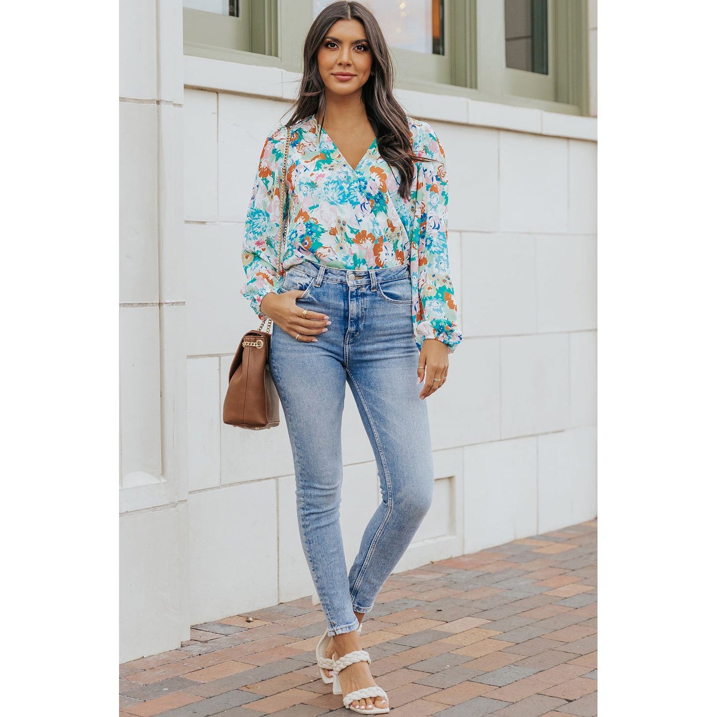 Floral Long Balloon Sleeve Bodysuit