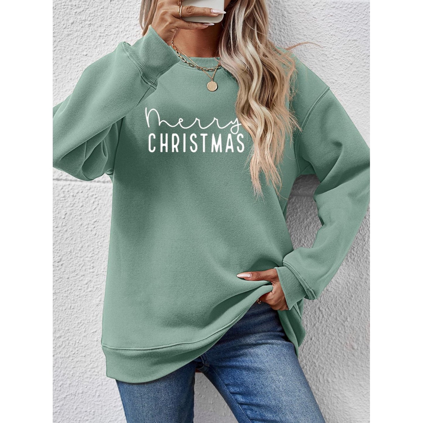 MERRY CHRISTMAS Dropped Shoulder Sweatshirt