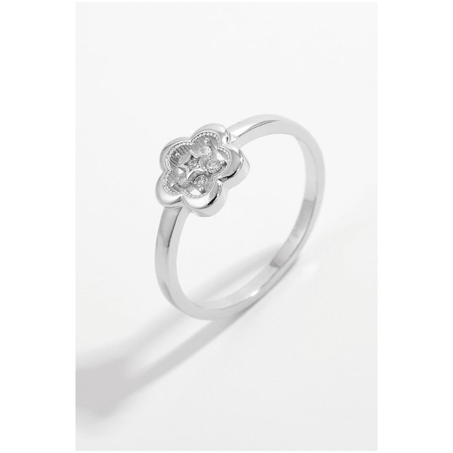 925 Sterling Silver Zircon Flower Ring